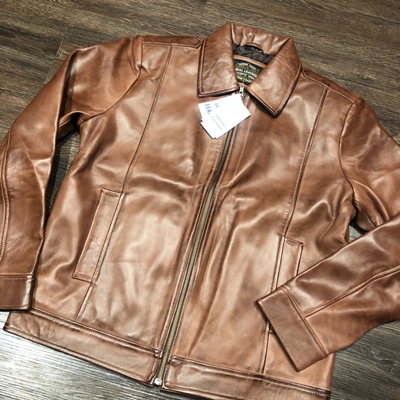 👻 Real leather man brown jacket NWT - Picture 6 of 6